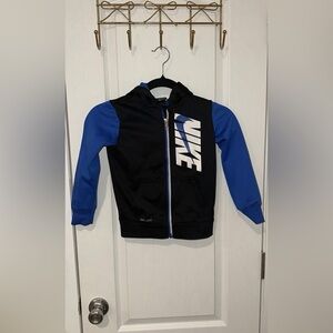 Nike Kids Black and Blue Zip-Up Hoodie
